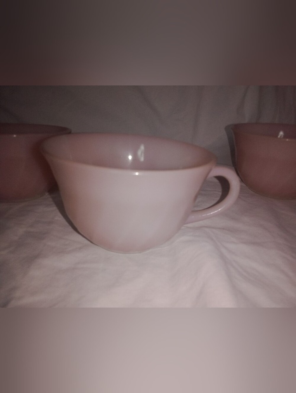 Vintage Mid Century MCM Fire King Pink Swirl Tea Coffee Cup Set of 3 Boho 50s - Picture 7 of 11
